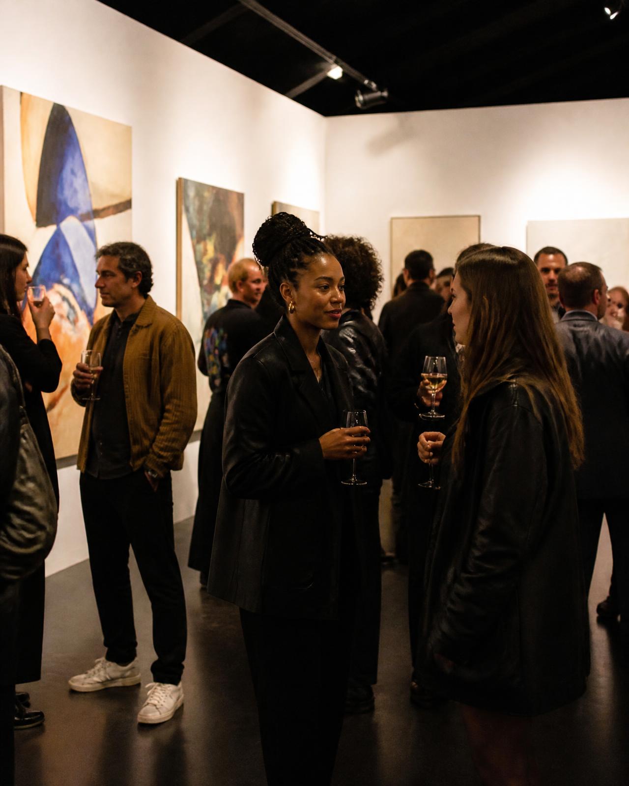 Guests at a gallery opening party